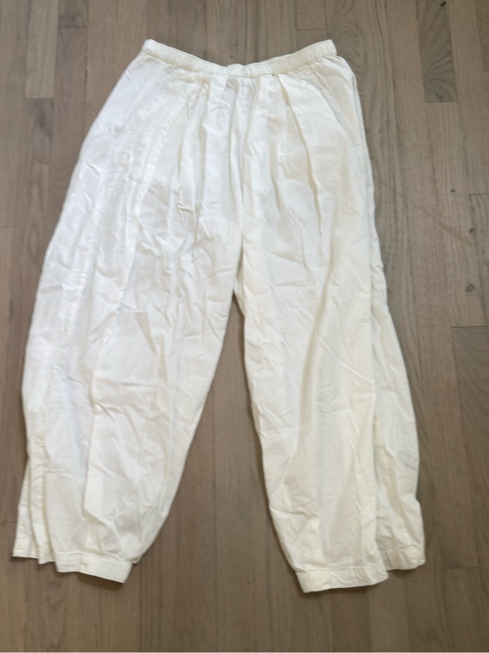 Free People White Linen Wide Leg Casual Jogger Pants Women's